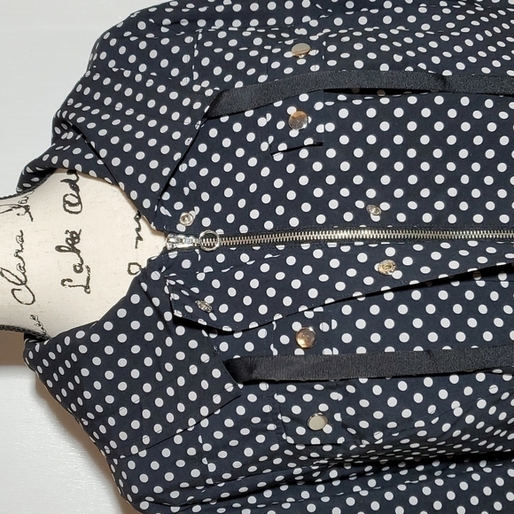 Laura Ashley- Women's Polka Dot Peplum jacket coat black/white New! Sz.Large - Picture 2 of 8